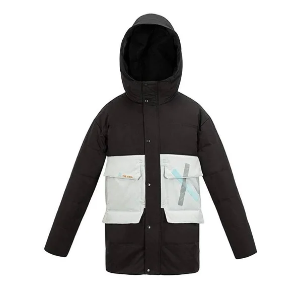 Mens Hooded Down Jackets Winter Warm Windproof Coats Casual Fashion with Pockets - Black01 - Large