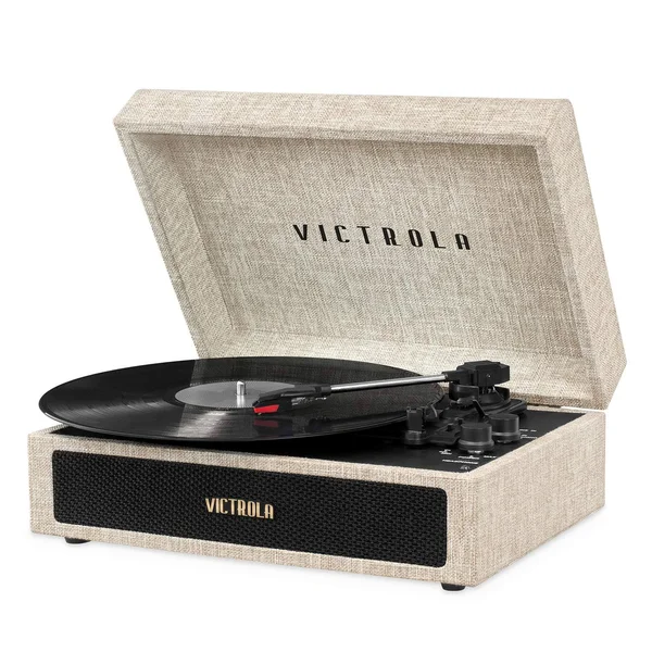 Parker Bluetooth Suitcase Record Player with 3-Speed Turntable Victrola Color: Light Beige
