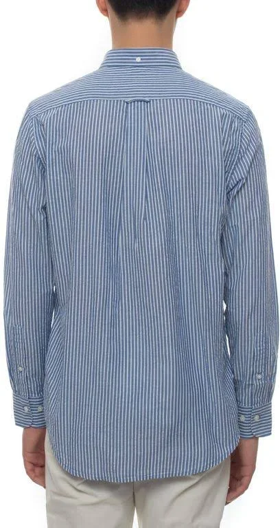 Gant Regular Fit Tech Prep Stripe Seersucker Shirt - Blue (S)