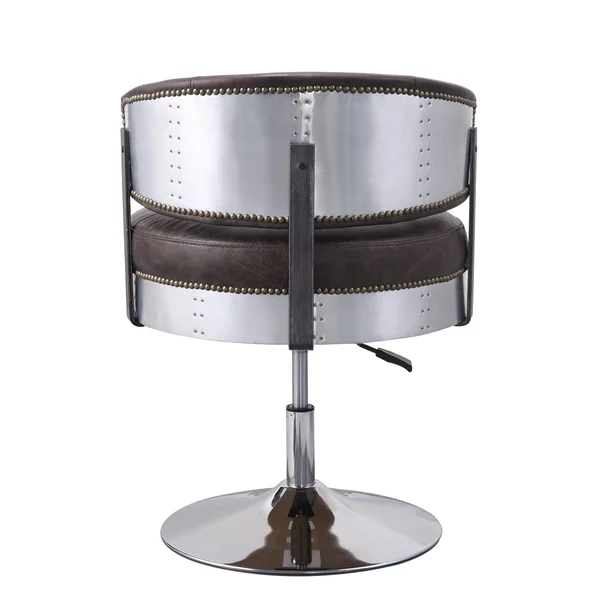 Acme Brancaster Adjustable Chair with Swivel, Distress Chocolate Top Grain Leather and Chrome