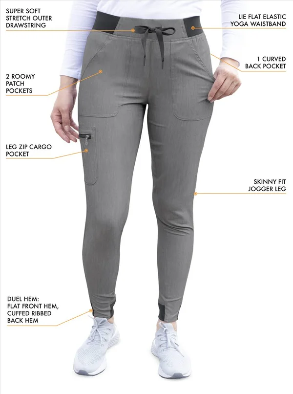 Adar Pro Modern Athletic Scrub Set for Women - Modern V-Neck Scrub Top & Yoga Jogger Scrub Pants