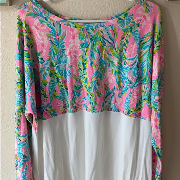 Lilly Pulitzer Womens Finn Top (Multi Unicorn of The Sea) (Size XL)
