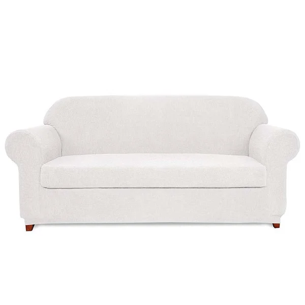 Arnold Plaid Stretch Sofa Slipcover - X-Large - Offwhite Plaid
