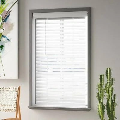 Cordless Room Darkening Fauxwood Snow White Venetian Blind Symple Stuff Width: 63x22W, Length: 60x22L