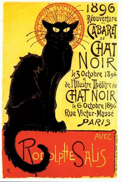 Framed Poster Prints - Cabaret DU Chat Noir - 1896 by Theophile Alexandre Steinlen ( Animal Art > Cats > Black Cats art)