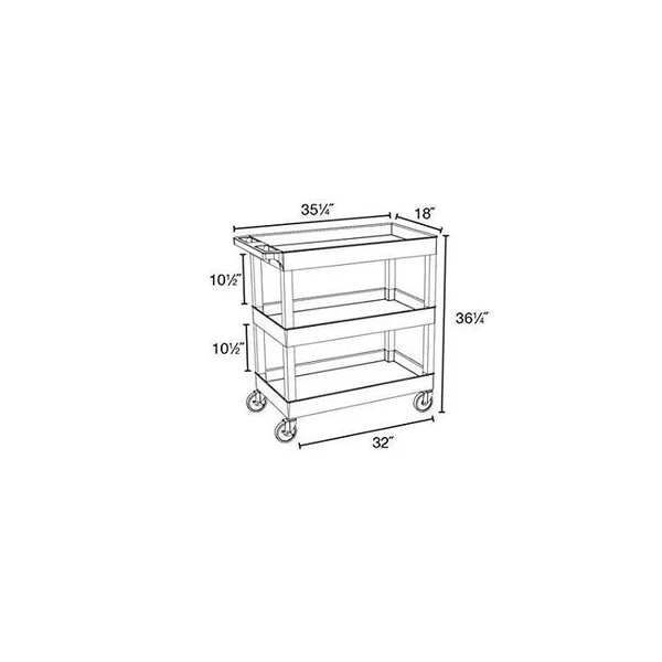 Luxor 3-Shelf Tub Cart - Gray
