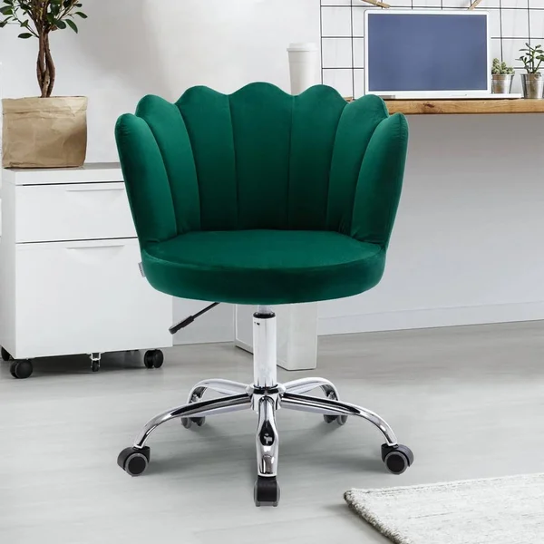 HOMEFUN Teal Velvet Upholstered Adjustable Hight Swivel Shell Task Chair - Blue
