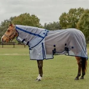 SmartMesh Ultimate Fly Sheet - 72 - White w/ Navy Check & Navy Trim