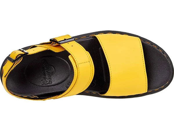 Dr. Martens, Voss Women's Leather Strap Sandals in DMS Yellow, Size 5