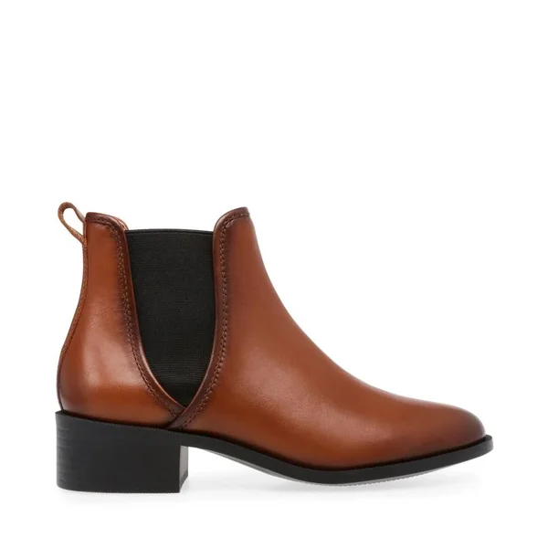 Steve Madden Darbie Cognac Leather Booties, Size 7