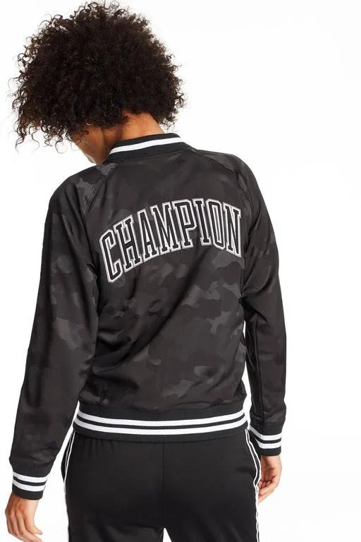 Champion Life Women's Bomber Camo Jacket - Block Arch Logo Black XL