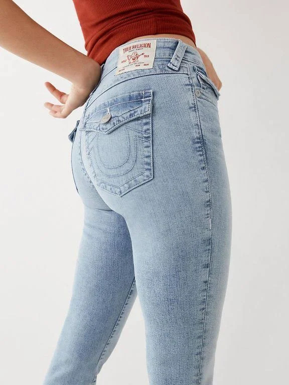 True Religion Women's Jennie Mid Rise Capri, Light Vintage, 28