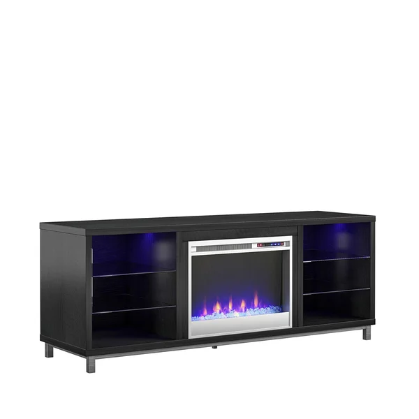 Ameriwood Home Lumina Fireplace TV Stand for TVs Up to 70x22 Wide, Black