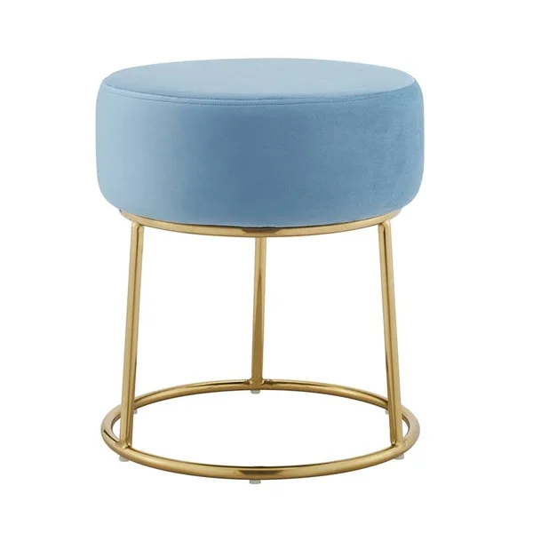 Riverbay Furniture Metal Accent Vanity Stool in Light Blue
