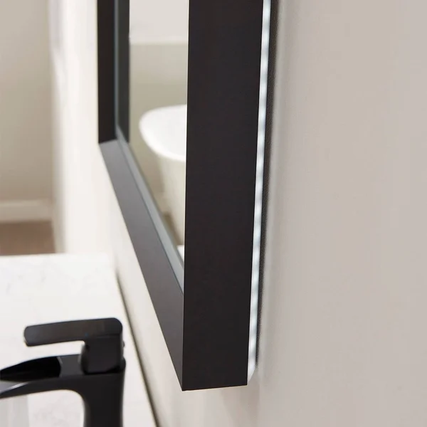 Vinnova Como Rectangle LED Lighted Accent Bathroom/Vanity Wall Mirror - 24x22, Matte Black