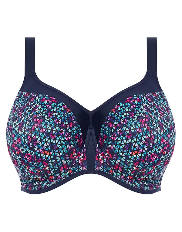 Elomi Energise Underwire Sports Bra with J Hook, Navy Geo