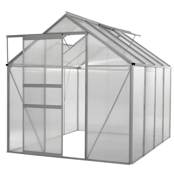 Ogrow 6& x 8& Clear Aluminum Walk-In Lawn and Garden Greenhouse