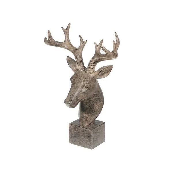 Polyresin Deer Bust Figurine - Brown