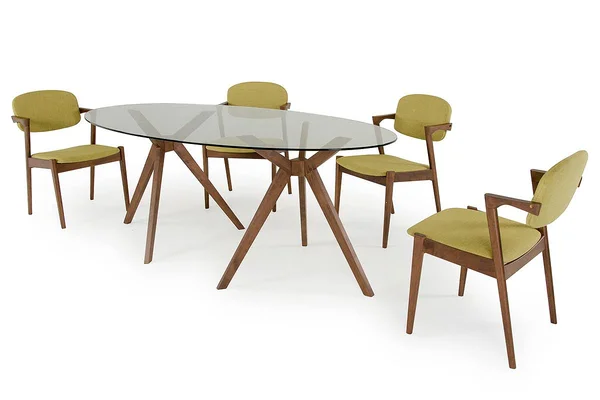 HomeRoots 283840 30x22 Wood and Glass Oval Dining Table