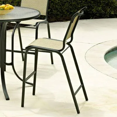 Reliance 29x22 Patio Bar Stool Telescope Casual Finish: Textured Kona - Fabric: Red 1D