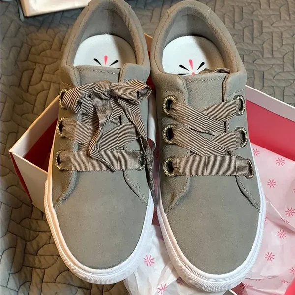 Isaac Mizrahi Live! Soho Grosgrain Lace-Up Suede Sneakers, Size 7-1/2 Medium, Soho Grey