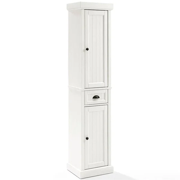 Pemberly Row 2 Drawer Linen Cabinet in Distressed White