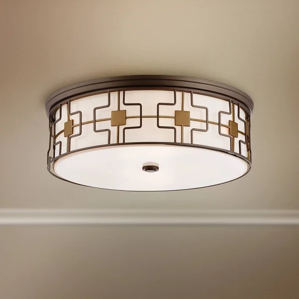 Minka Lavery 20-in Dark Brushed Bronze with Aged Brass LED Flush Mount Light, 1846-104-L