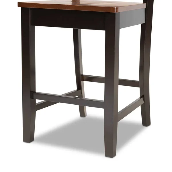 Bowery Hill Two-Tone Dark Brown and Walnut Brown Finished Wood 5-Piece Pub Set
