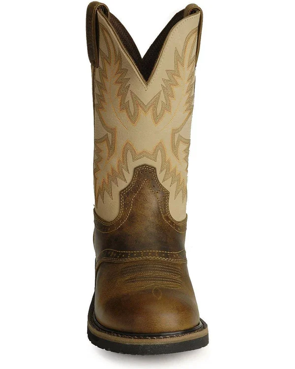 Justin Men's 11x22 Waxy Brown Stampede Work Boots WK4660 - 9.5 EE