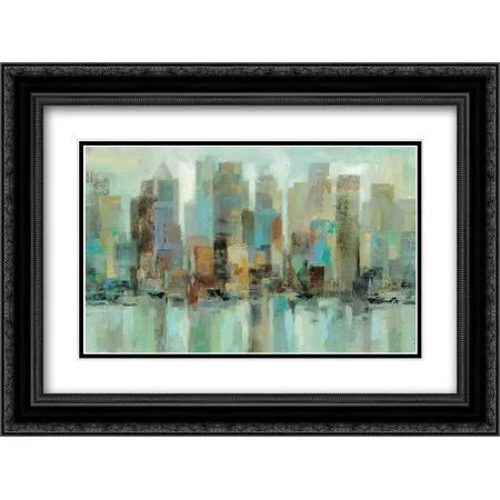 Morning Reflections 2x Matted 24x18 Black Ornate Framed Art Print by Vassileva - Silvia