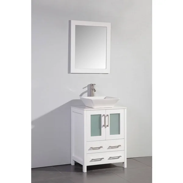 Legion Furniture WA7824LG 24x22 Light Grey Solid Wood Sink Vanity with Mirror