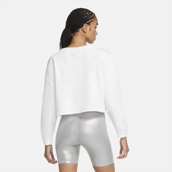 Nike Women's Femme Cropped Training Crew Sweatshirt, Large, White