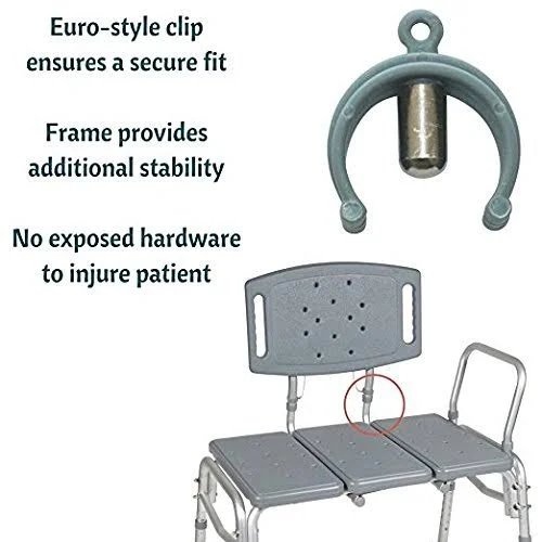 TRANSFER Bench Adjustable Height - Heavy Duty Bariatric 500 lb Plastic Seat with Back Non-Slip Seat White by Healthline