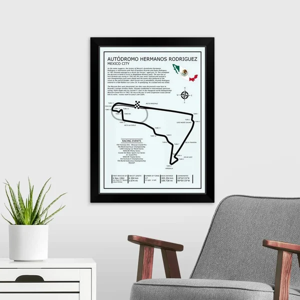 Autodromo Hermanos Rodriguez - Black Framed Wall Art, 18x24, Great Big Canvas