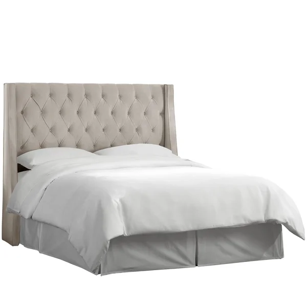 California King Gilford Tufted Wingback Headboard Velvet Light Gray - Threshold