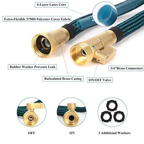 Kegemor Expandable Garden Hose 100ft Flexible Lightweight Water Hose with Nozzle