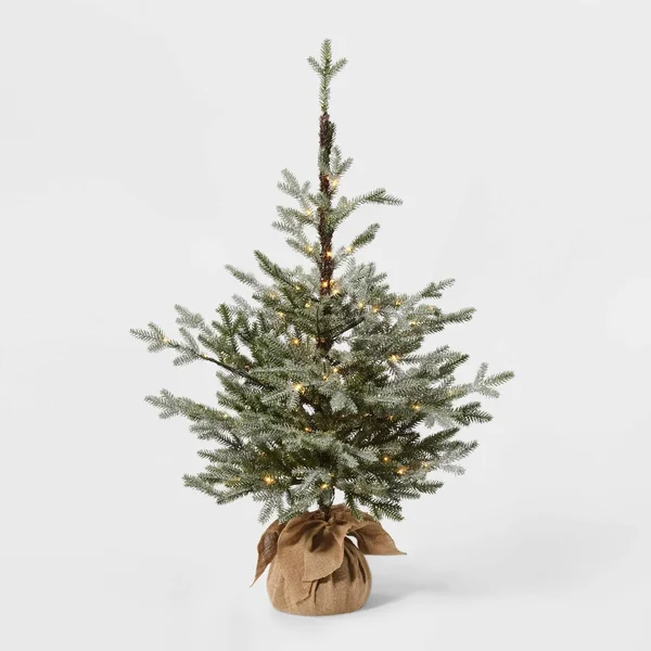 3.5ft Pre-Lit Glittered Balsam Fir Artificial Tree Dew Drop LED Lights - Wonders