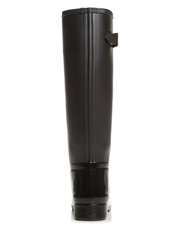 Hunter Refined Tall Gloss Duo (Black) Women's Rain Boots