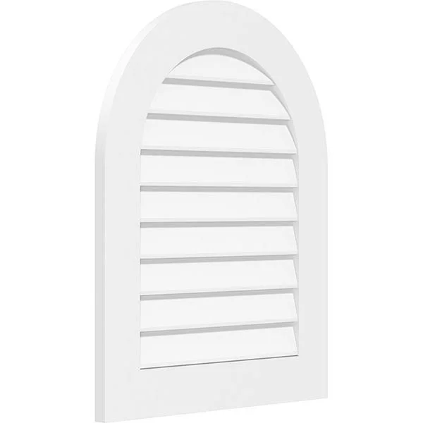 Ekena Millwork GVPRT40X4001SN 40x22W x 40x22H Round Top Surface Mount PVC Gable Vent: Non-Functional, w/ 3-1/2x22W x 1x22P Stand