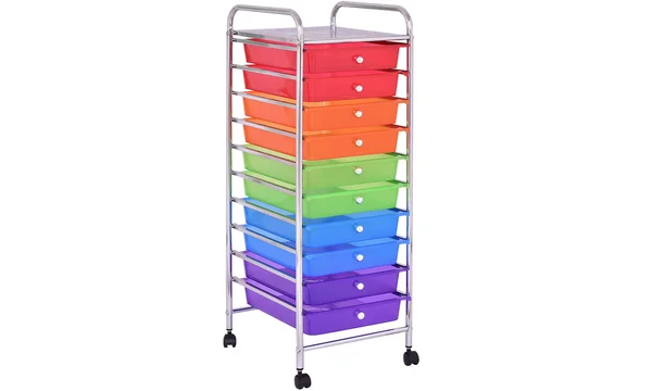 Costway 10 Drawers Rolling Storage Cart - 12.6" x 14.4" x 35.4"