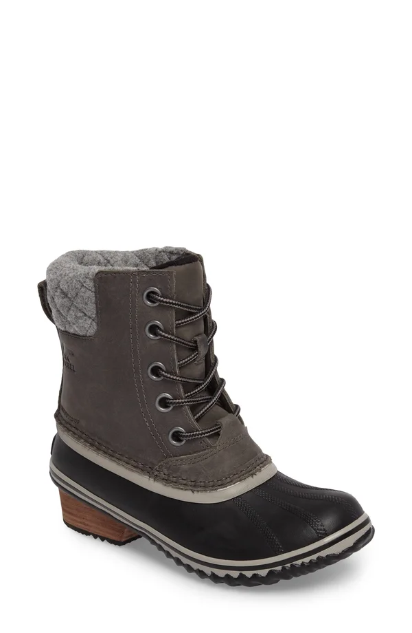 Sorel Women's Slimpack II Lace Boot - 5 - Quarry, Black