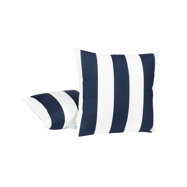 Island Retreat All-Weather Outdoor Throw Pillows (Set of 2) - Navy/White Stripe