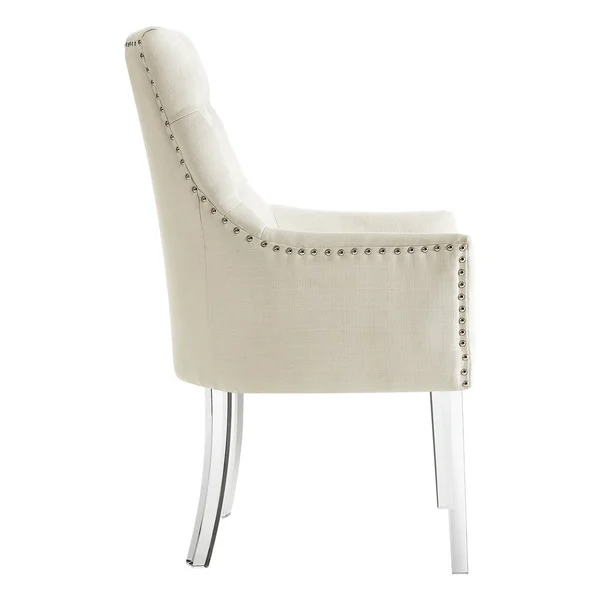 Inspired Home Dining Chair Acrylic Legs Cream White, Linen