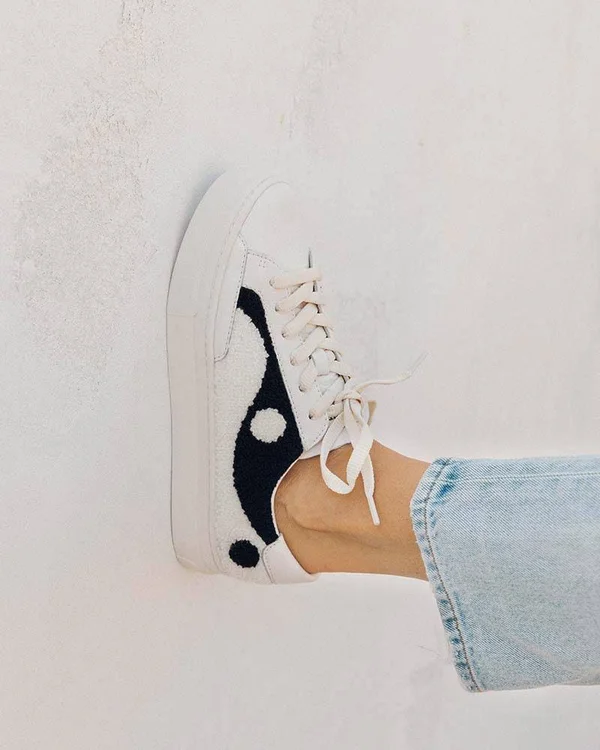 Yin Yang Platform Sneaker Coral, White, 9.5