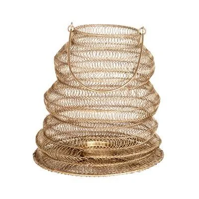 Iron Tabletop Lantern Bungalow Rose Size: 12x22 H x 10x22 W x 10x22 D, Color: Gold