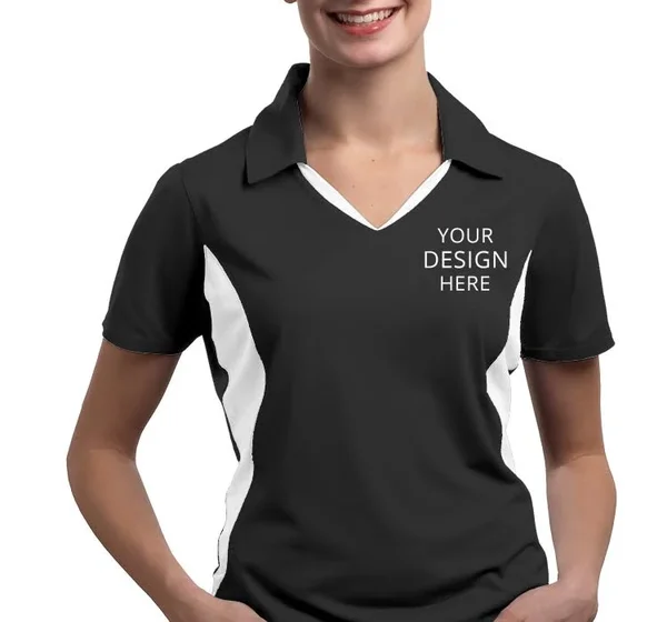 Custom Embroidered Sport - Tek Women's Polo Shirts - Ladies Side Blocked Micropique Sport-wick? Coaches Polo, Size: L, Black/W