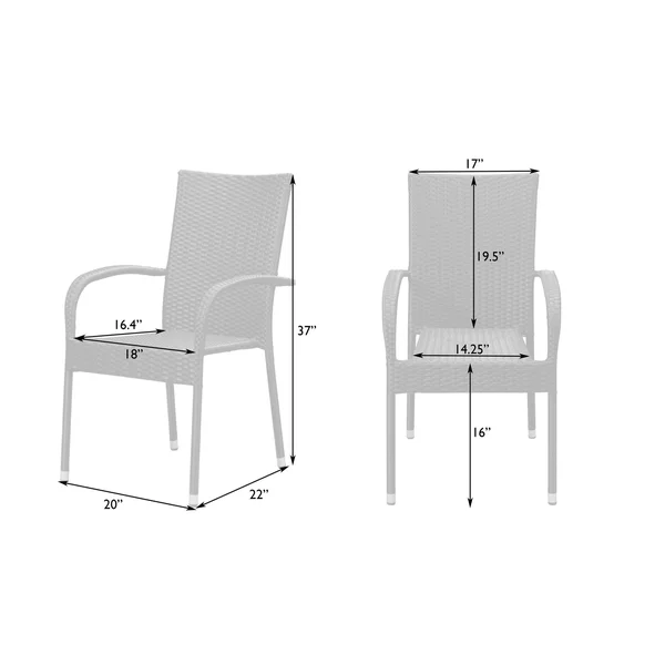 Patio Sense Morgan Outdoor Wicker Chair - Black - Set of 4