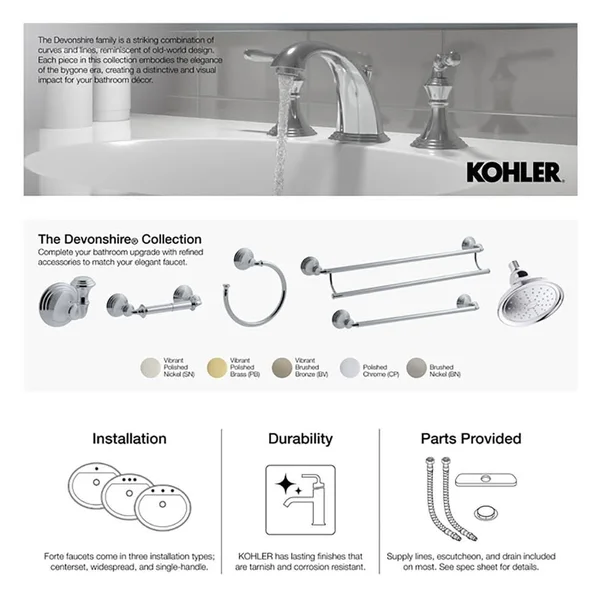 Kohler TS395-4-CP Devonshire Rite-Temp Bath and Shower Valve Trim with