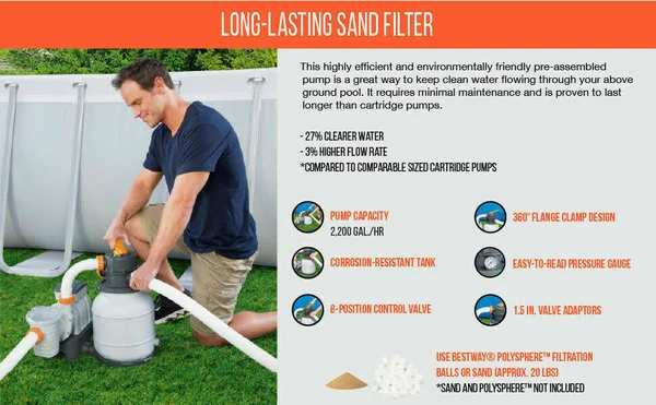 Bestway 58500E Flowclear 9 - 800 L Pump Sand Filter, White/Gray