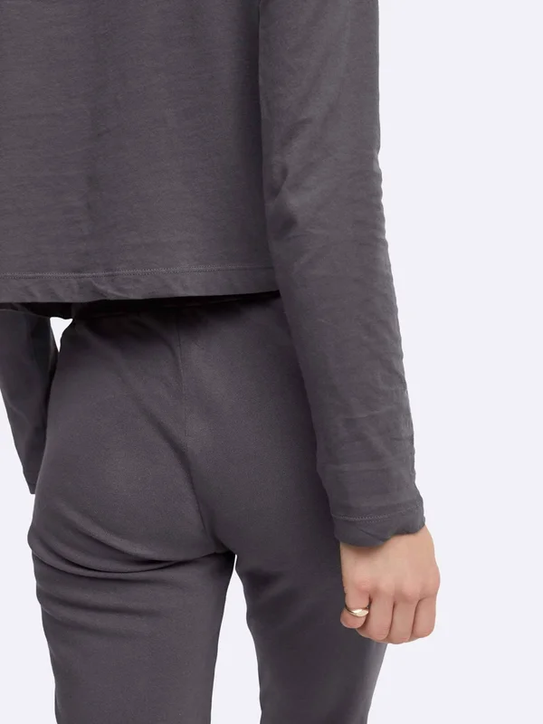 Organic Cotton Long Sleeve Crop Tee Charcoal - M